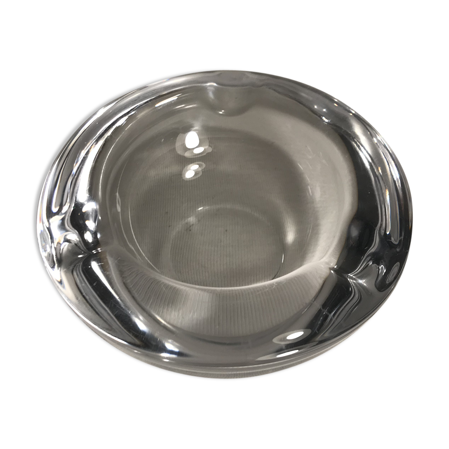 Cendrier cristal cristallerie d'art Vannes france forme ronde vintage