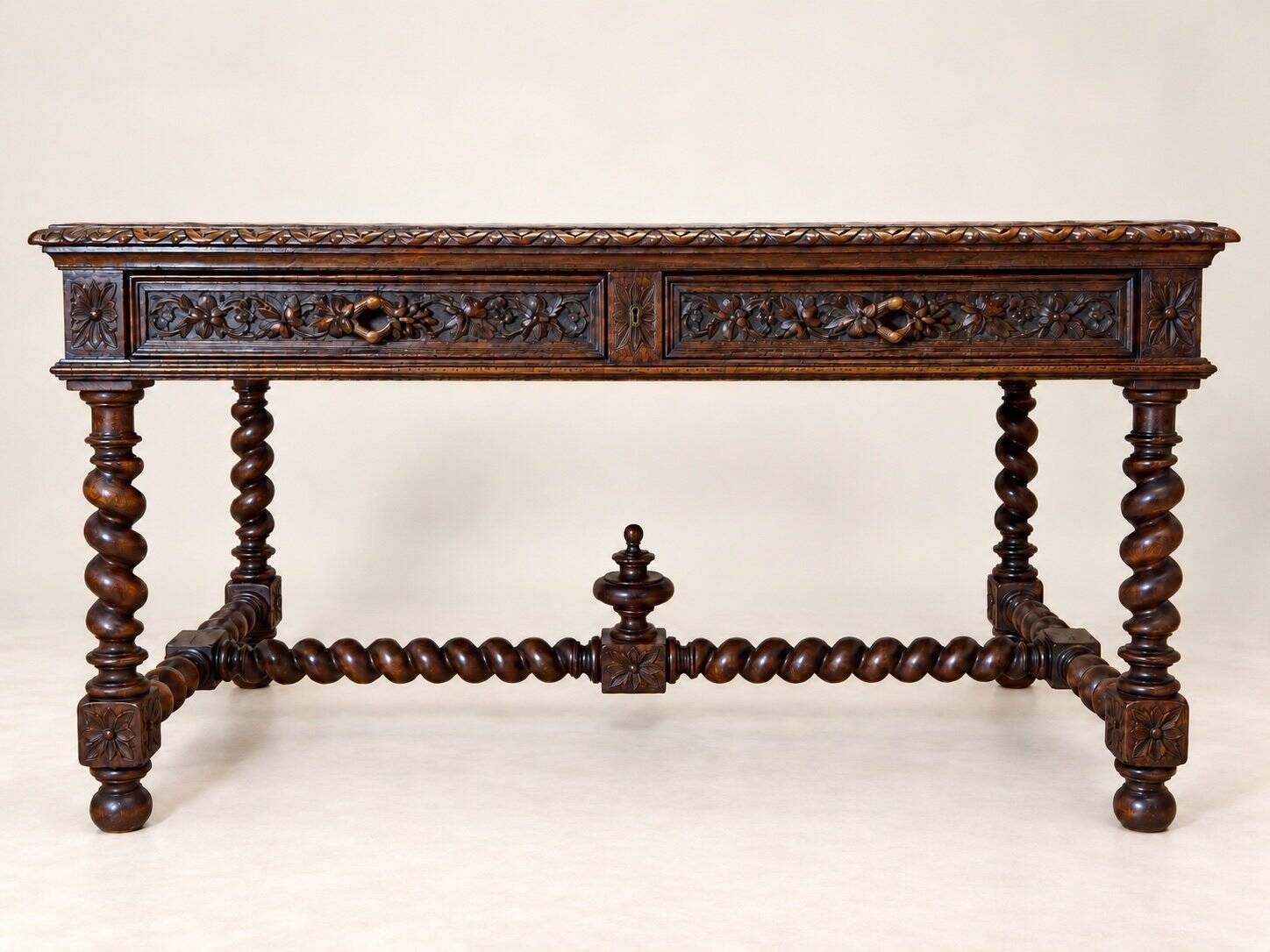 Flat desk – Louis XIII style – Carved solid oak – 19th century
