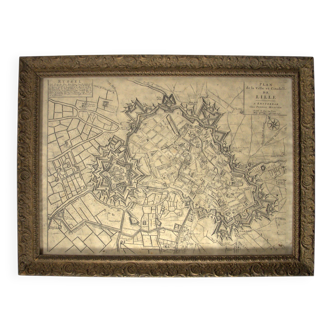 Framed antique engraving from Lille, by Pierre Mortier, Amsterdam, 50x37cm