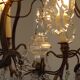 French Bronze and Glass 6 Light Cage Chandelier With Assorted Crystals 5518