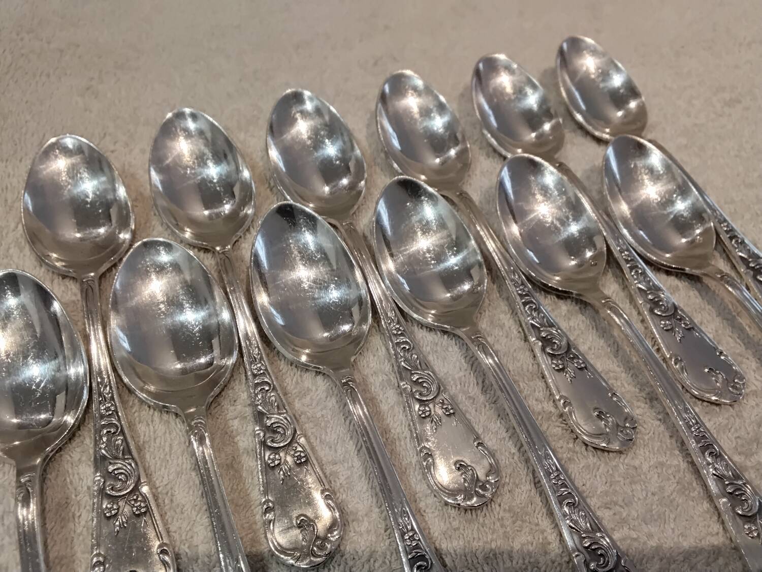 12 silver-plated metal teaspoons by silversmith Francois Frionnet Florian