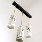 Chandelier with Cylindrical Ceramic Lampshades by Ceramiche Pucci, Italy