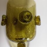 Verre craquelé soufflé bouche vert olive