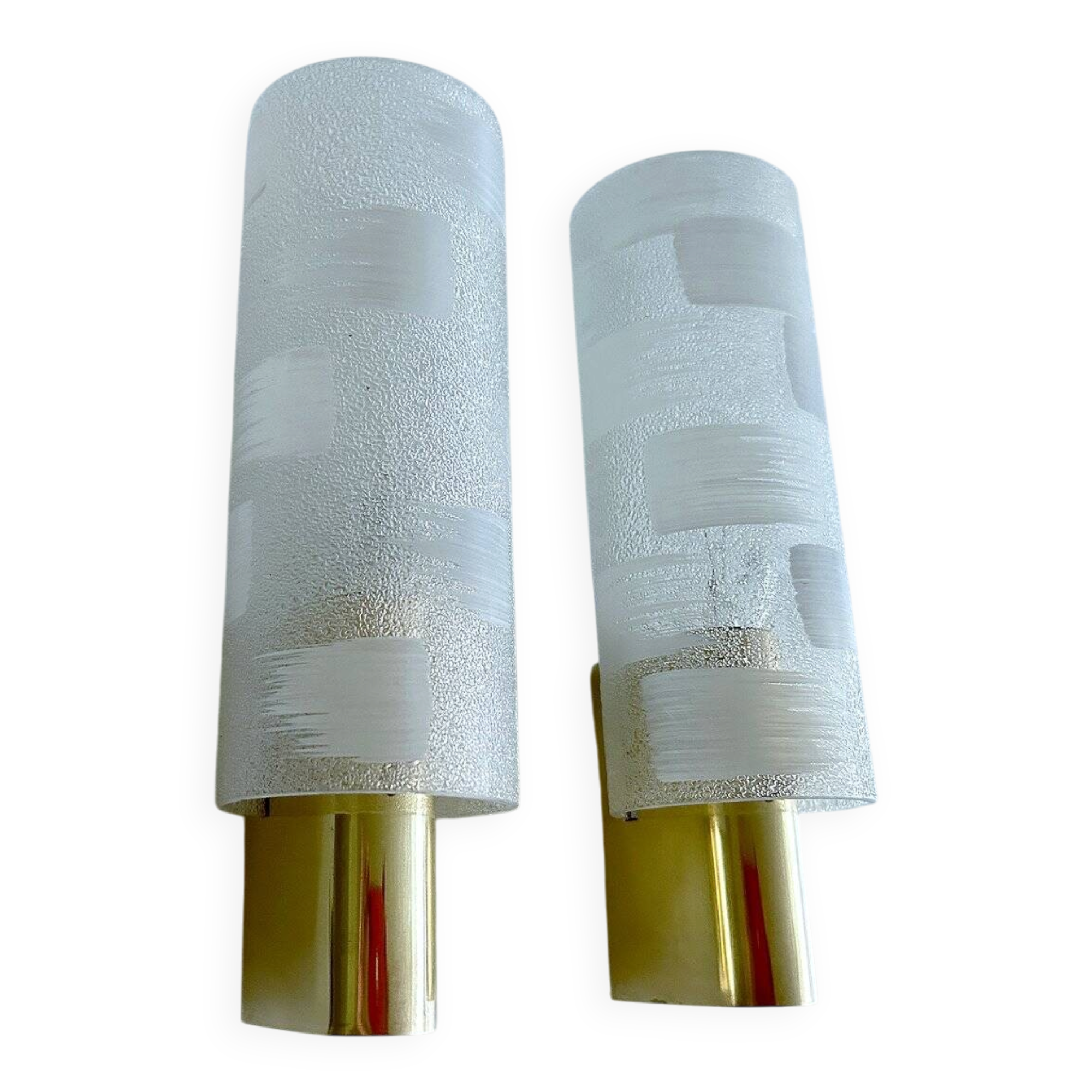 Vintage brass and glass sconces, 1970s, set of 2