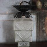 Art Deco pendant light, Art Deco tiered glass globe chandelier, skyscraper lamp