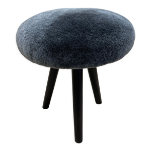 Pouf en peau de mouton - gris