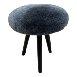 Shaved gray sheepskin pouf