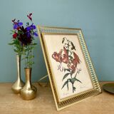 Antique gilt metal frame with flower engraving