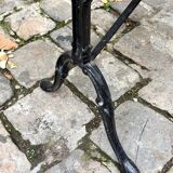 Oblong bistro table in grey marble and black cast iron