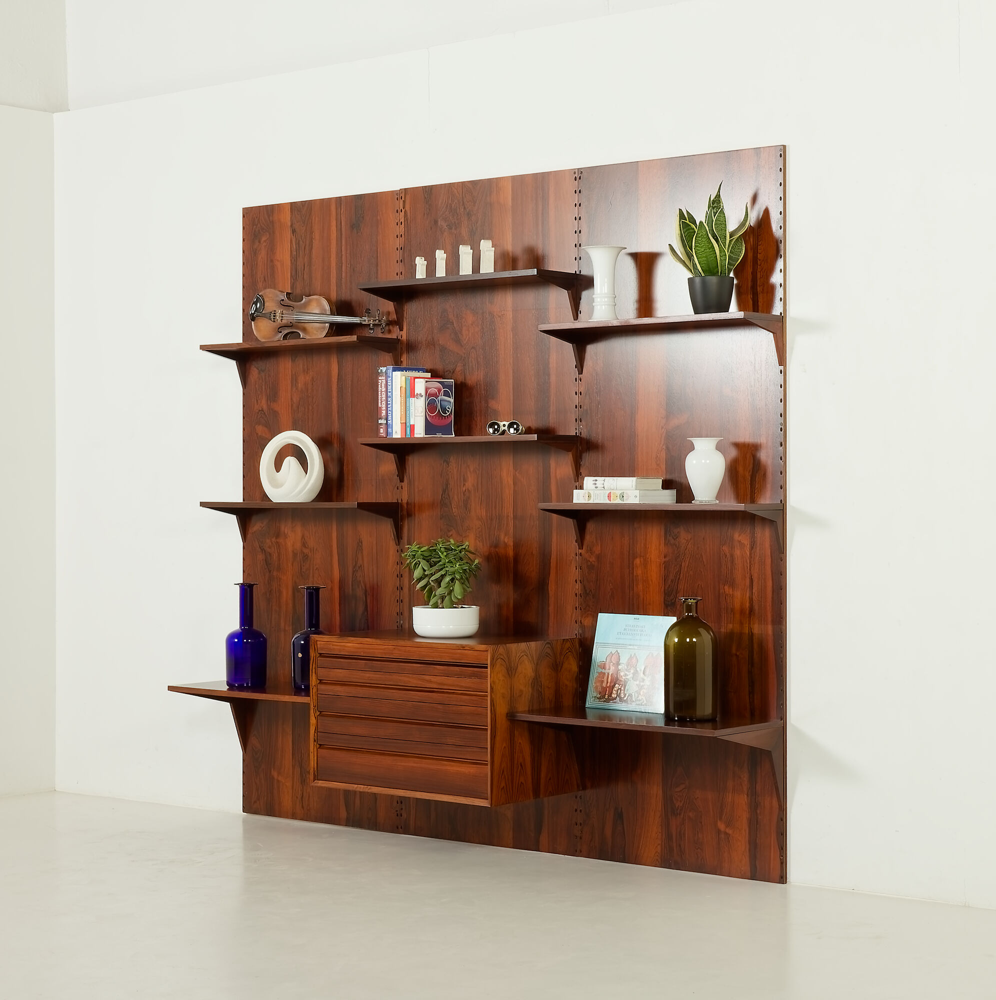 Poul Cadovius rosewood wall unit with back panels Cado, Denmark, 1960s