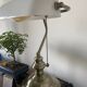 Old bronze banker desk lamp notary art deco opaline white vintage