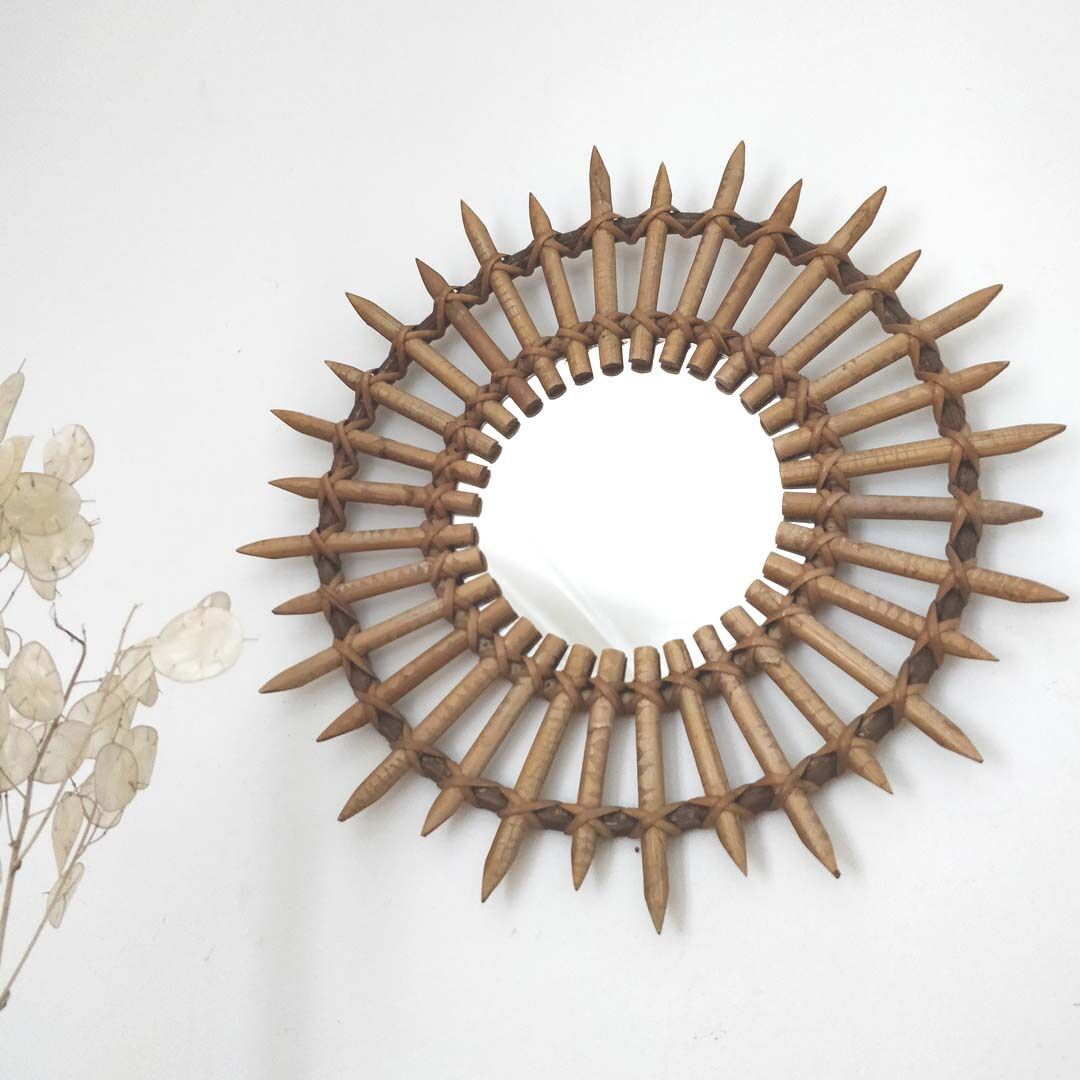 44cm rattan sun mirror