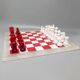 1970s Italian Volterra Alabaster Chess Set – Rare in Red & White. Made in I