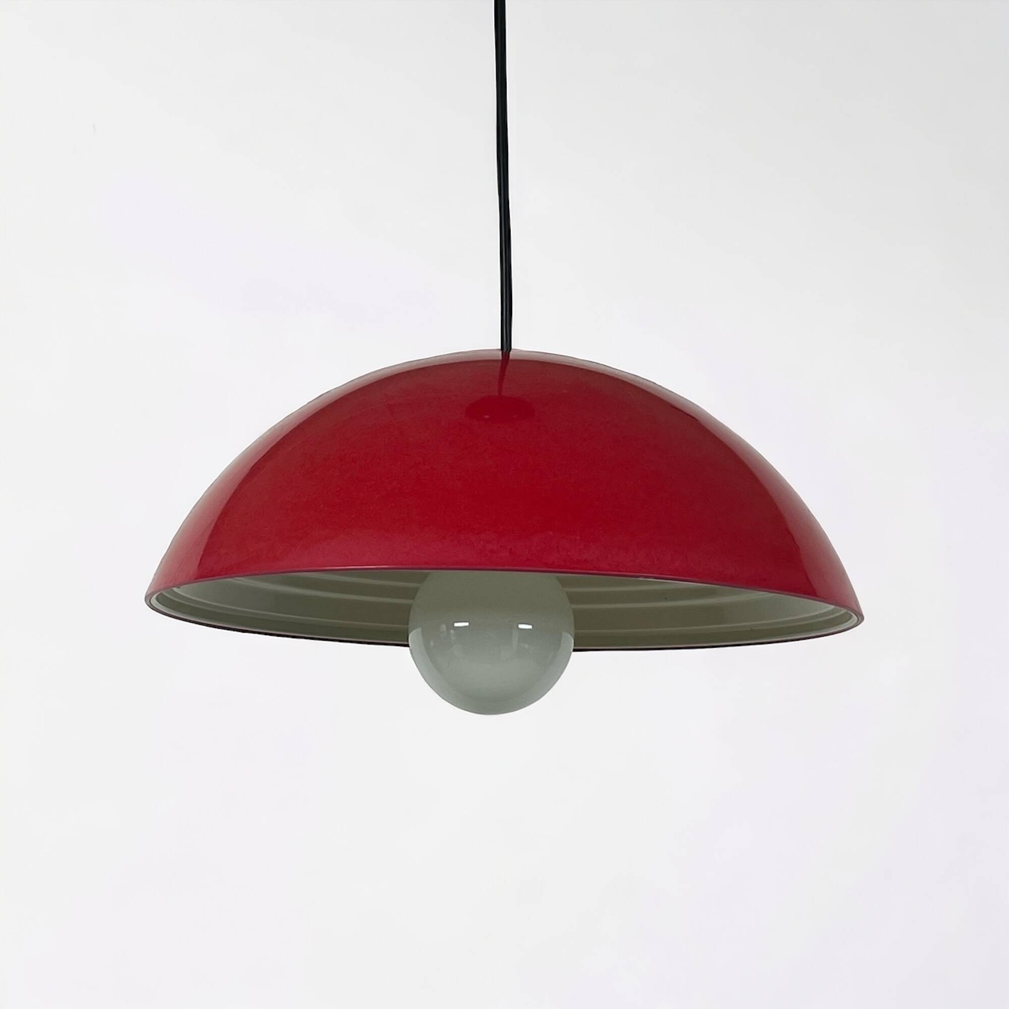 Large Hanging Lamp Martinelli Luce 'Coupe 1835'' in Glossy Red, 1970s