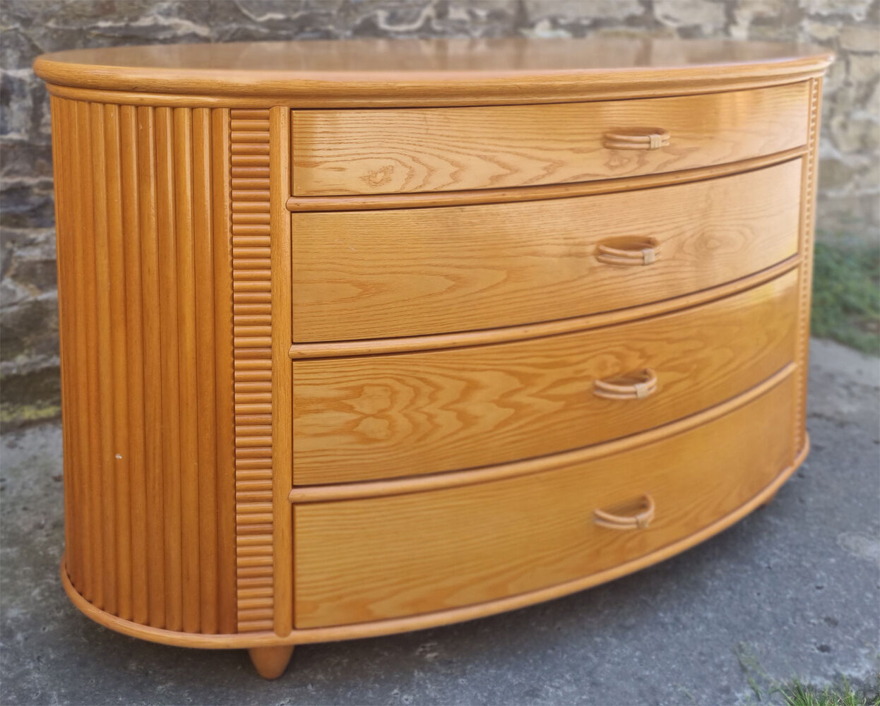 Commode bois, bambou et rotin, Cerda, vintage, années 80