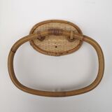 Vintage rattan towel rack and shelf