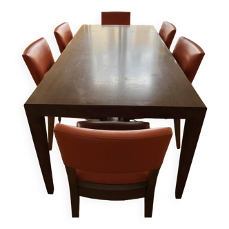Dining table and 6 chairs set by designer Phillippe Hurel