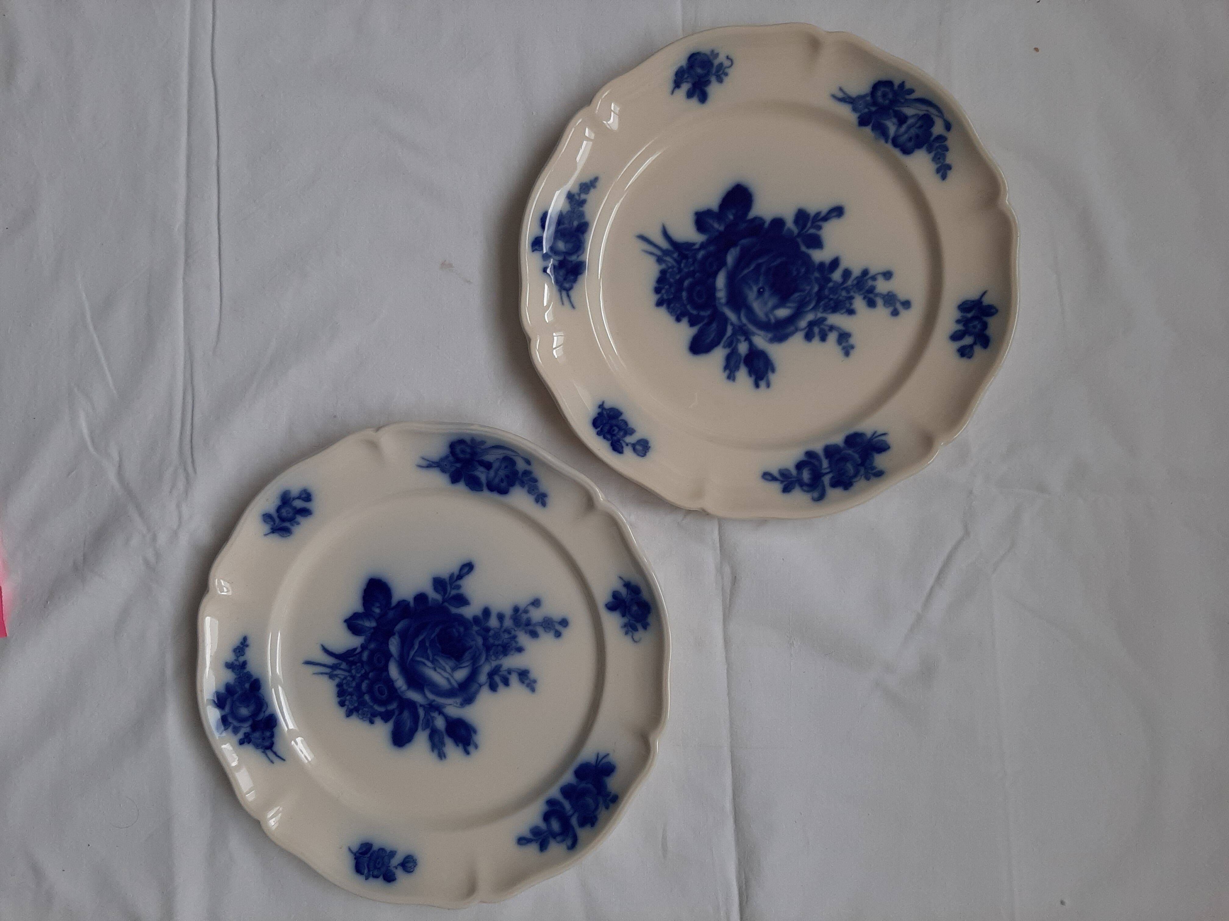 Ancient blue flower plates