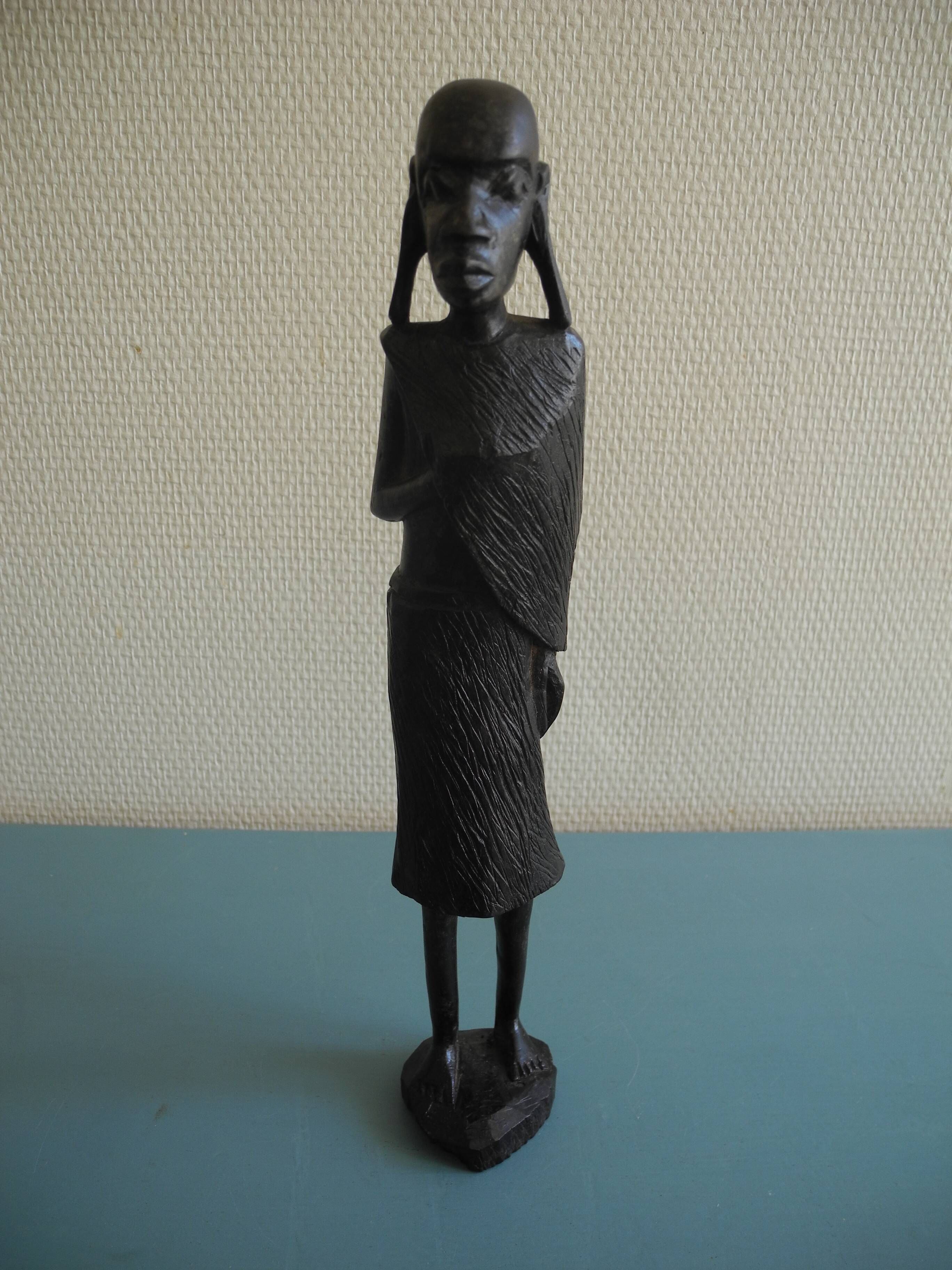 old wooden statuette african art ethnic vintage African wooden statue