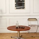 Round coffee table wood and metal, 70s