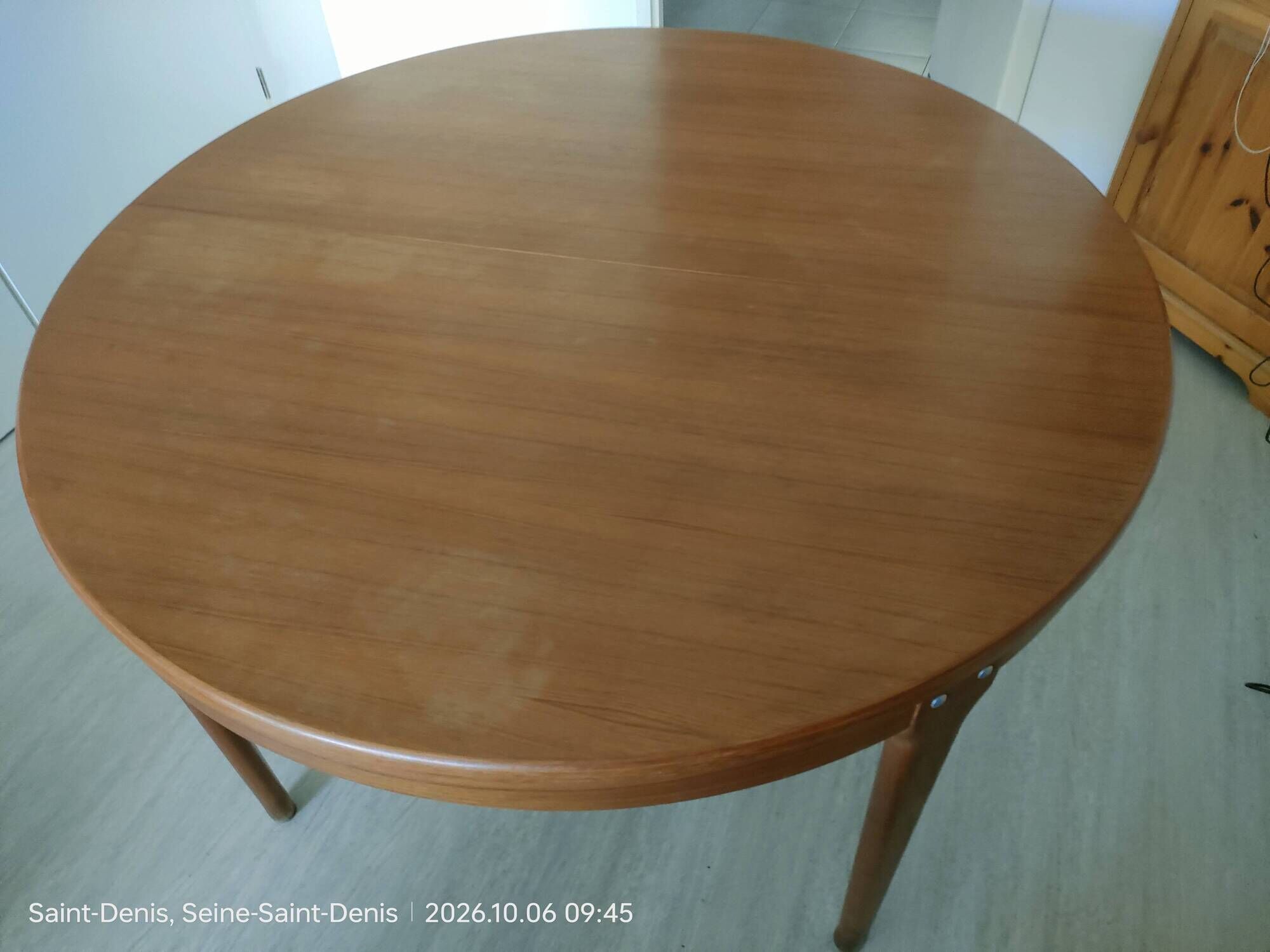 Scandinavian dining table, signed Meubles TV Paris, 1960.