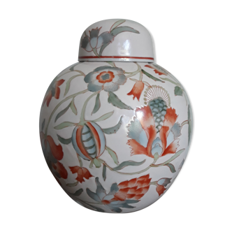 Asian-inspired partitioned enamel covered pot