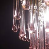 Lady Michelle, grand lustre en verre de Murano et cristal à gouttes roses, 1