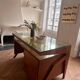Mid-century Gio Ponti desk / Italian desk with a wooden and glass top