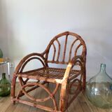 Pair of rattan armchairs 50s