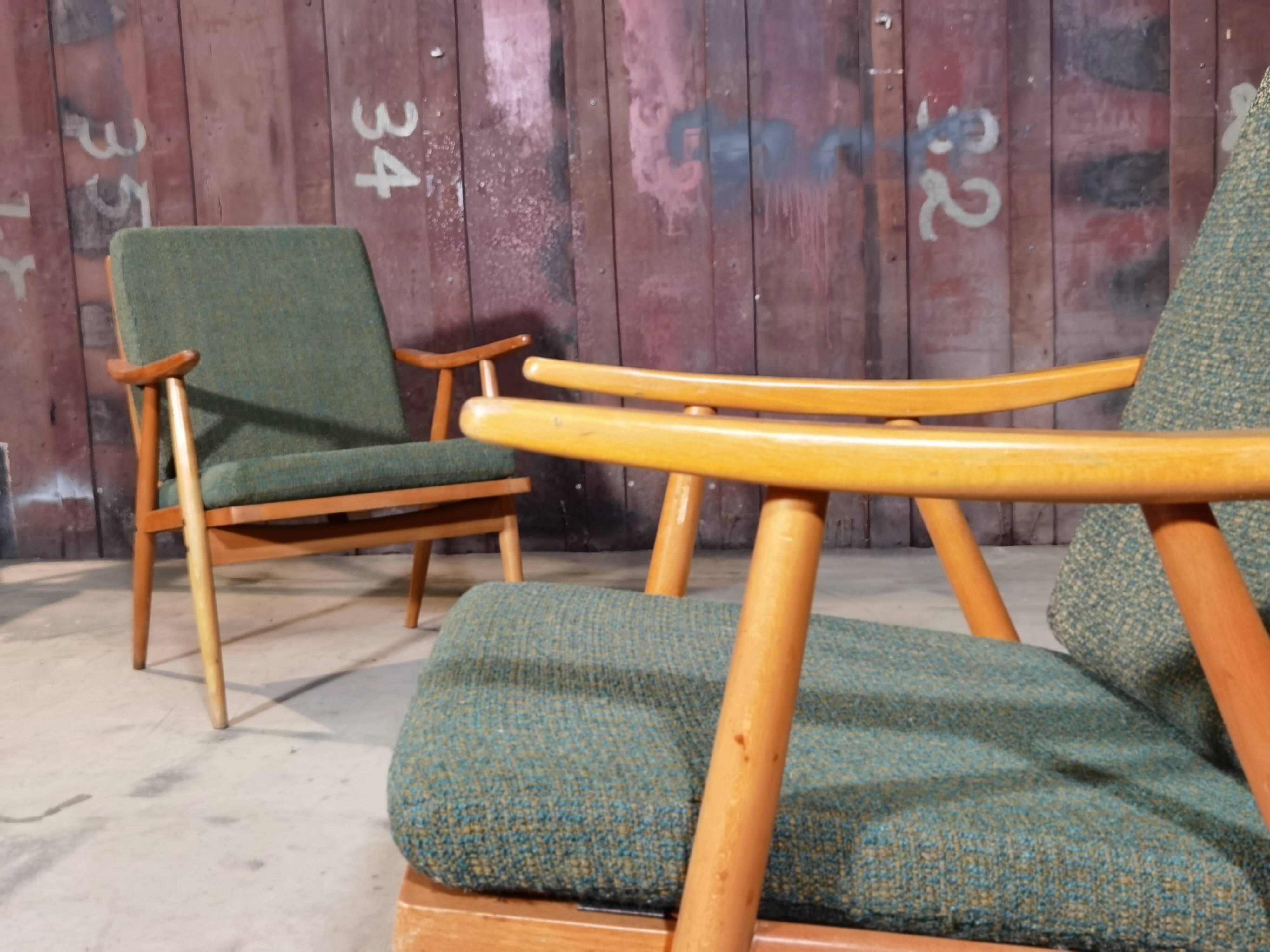 Pair of Ton Thonet Boomerang  chairs