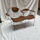 Contemporary double bench in wood and metal by Francis Veillerot (2004)