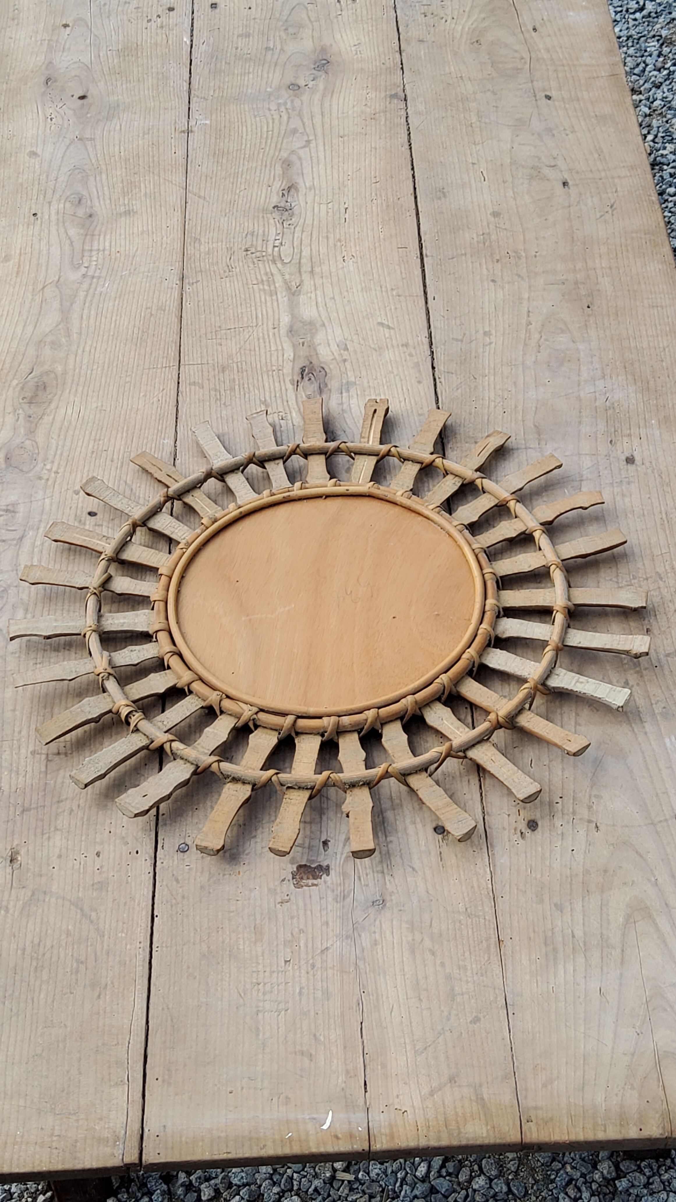 Bamboo sun mirror and rattan of 70 years