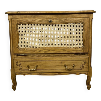 Storage unit, wooden and cane sideboard