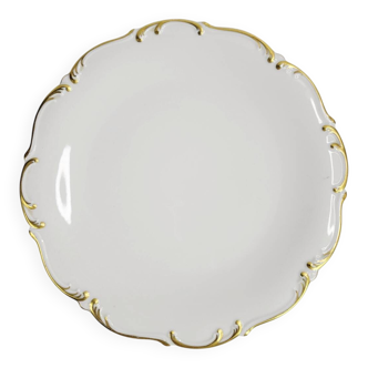 Round antique plate in gilded porcelain, Tirschenreuth, Bavaria