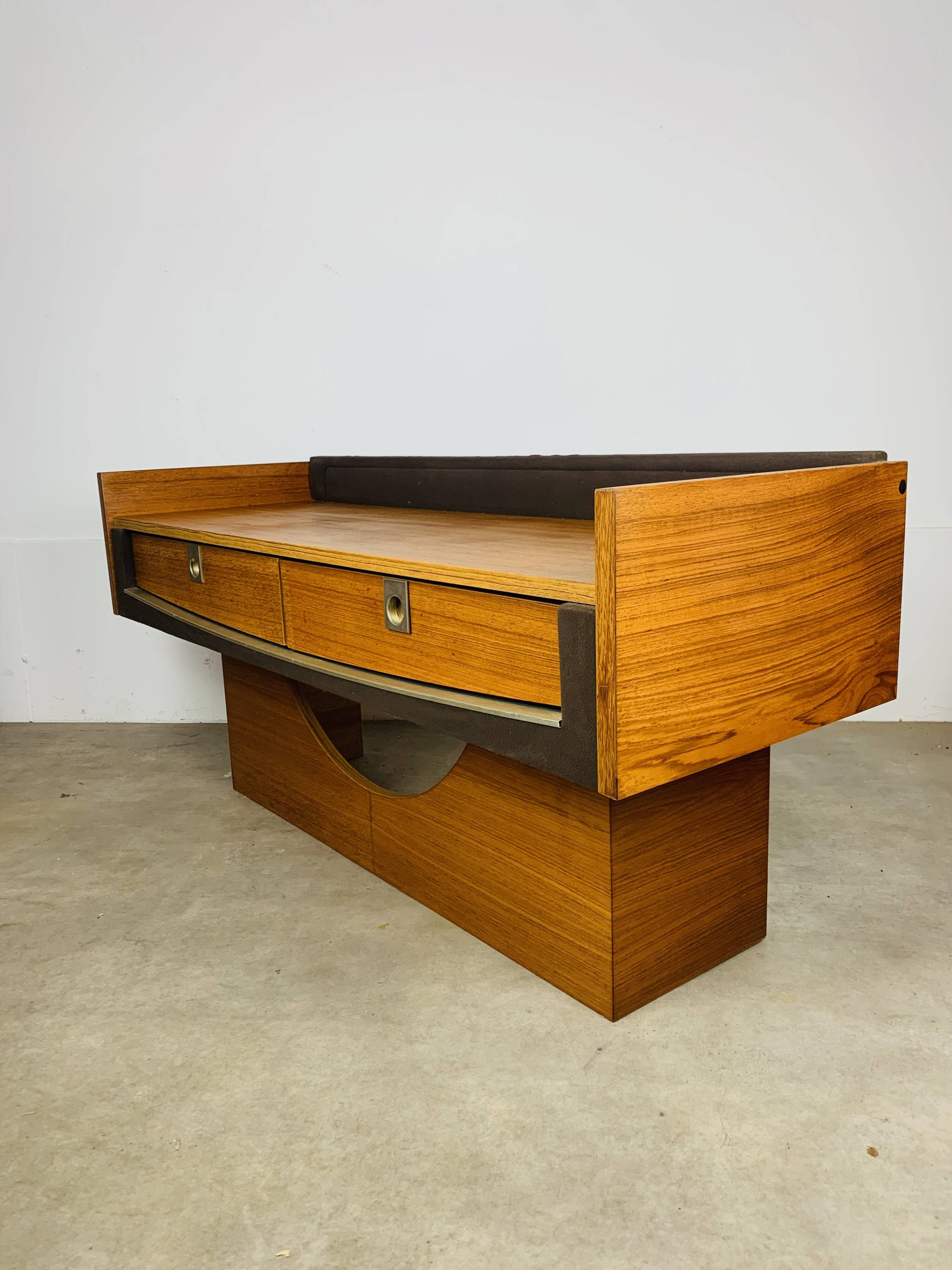 Vintage teak and aluminum sideboard, 1970s, TV stand, Scandinavian style