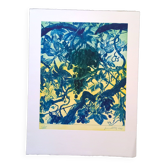 Lithographie originale de Gérard Diaz (1938-2021), "la vigne, le raisin, le vin", 1999.