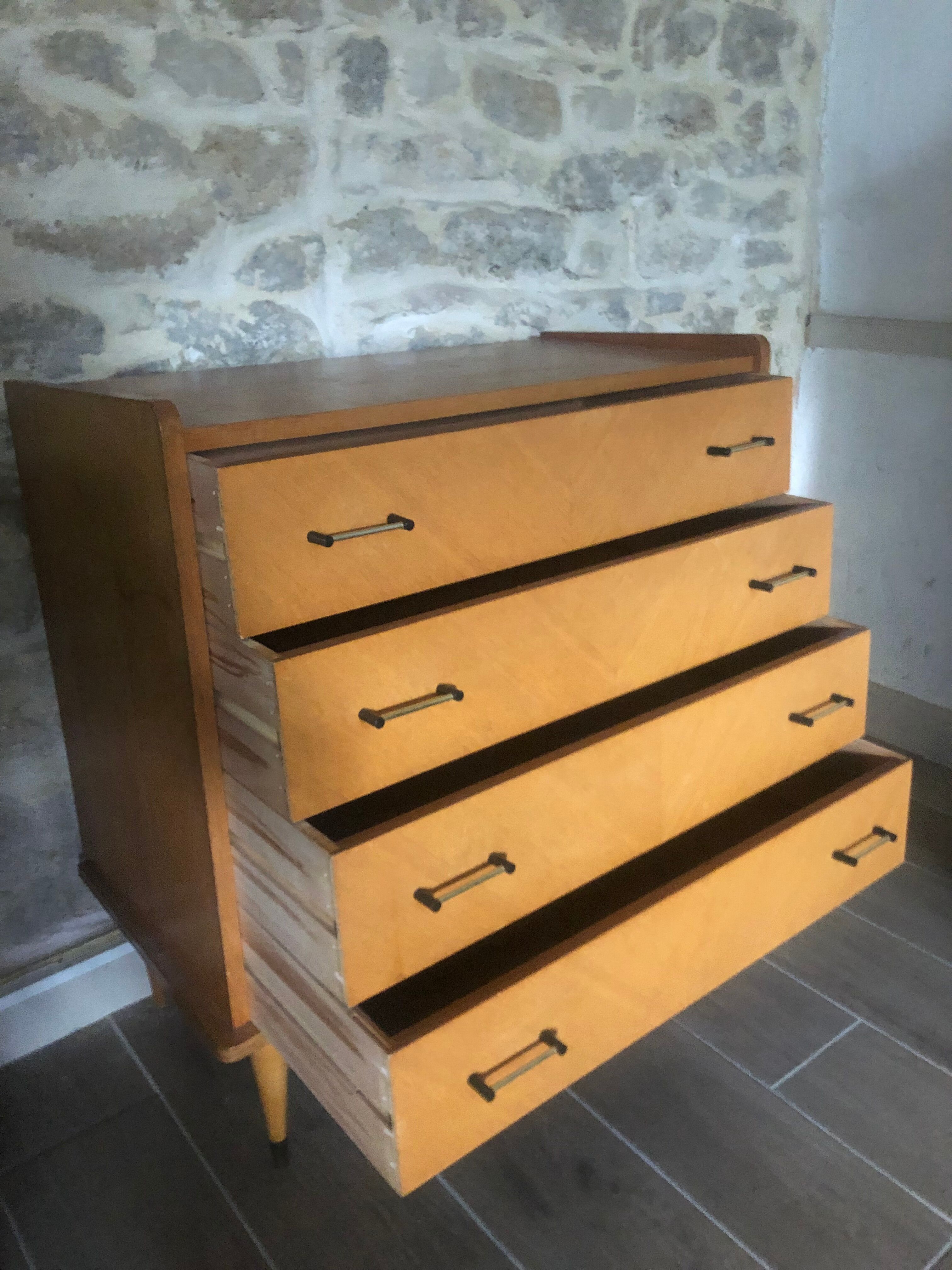 60s chest of drawers, compass feet