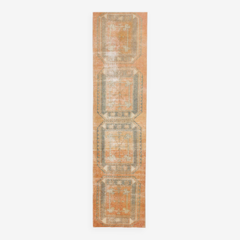 3x12 brunt orange vintage runner rug, 84x347cm