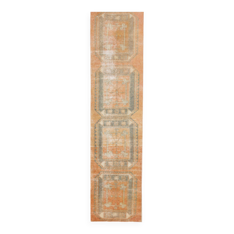 3x12 brunt orange vintage runner rug, 84x347cm