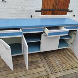 Kitchen cabinet in blue formica 4 doors 4 drawers