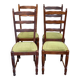 4 chaises bois massif et velours vert