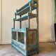 Sideboard 4 shelves and 2 glass doors in blue wood