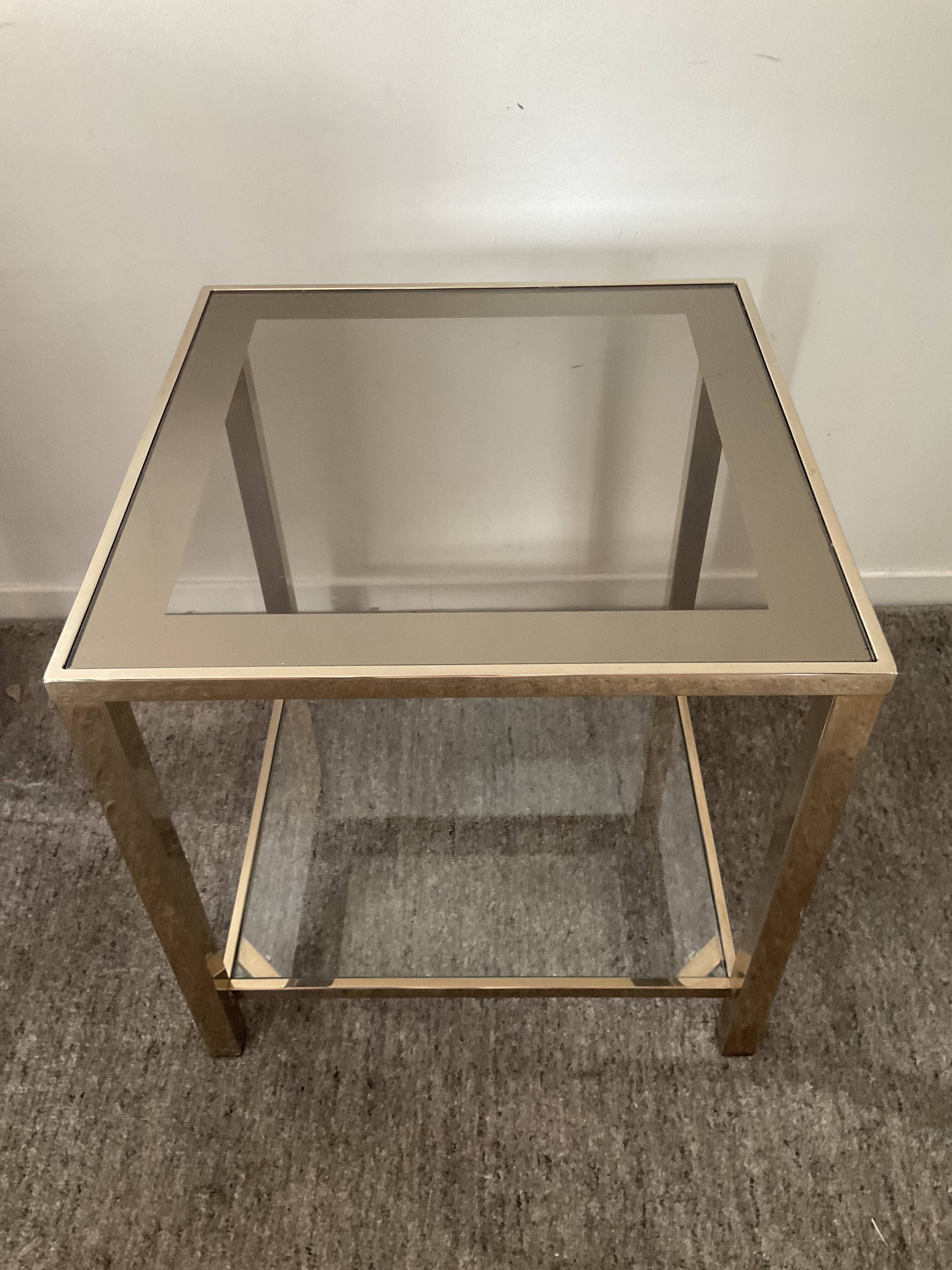 Belgo Chrom coffee table from the 70s in gold-plated brass
