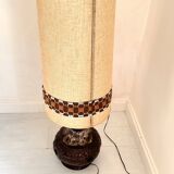1970s floor lamp - ceramic and fabric lampshade