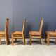 Set of 4 oak brutalist dining chairs, 1970s