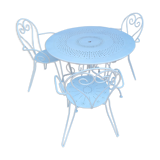 Garden furniture wrought iron, 1 table 3 armchairs