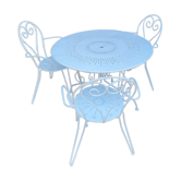 Garden furniture wrought iron, 1 table 3 armchairs