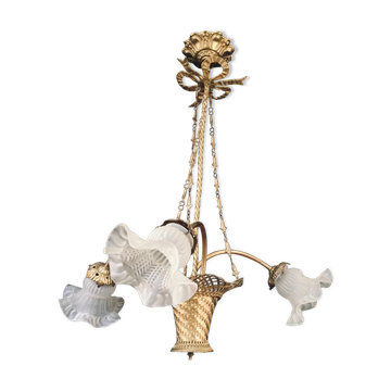 3-light Bronze Basket Chandelier