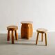Set of Three Swedish Vintage Wooden Stools, 1970s