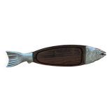 Vintage wooden and metal fish platter, purchased at Fauchon Paris, 1960s.